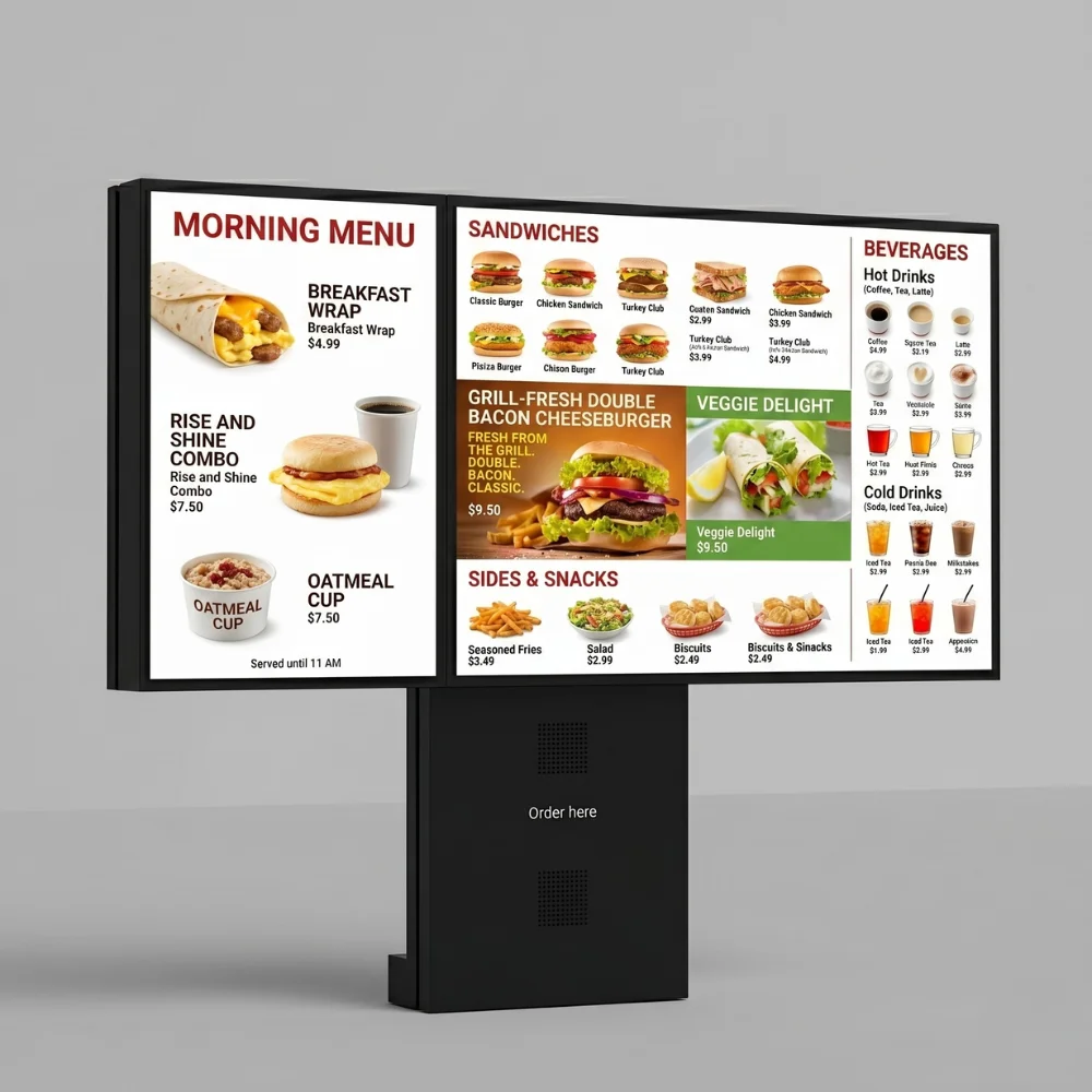 Uso del menu board digital cuidar un menu board digital