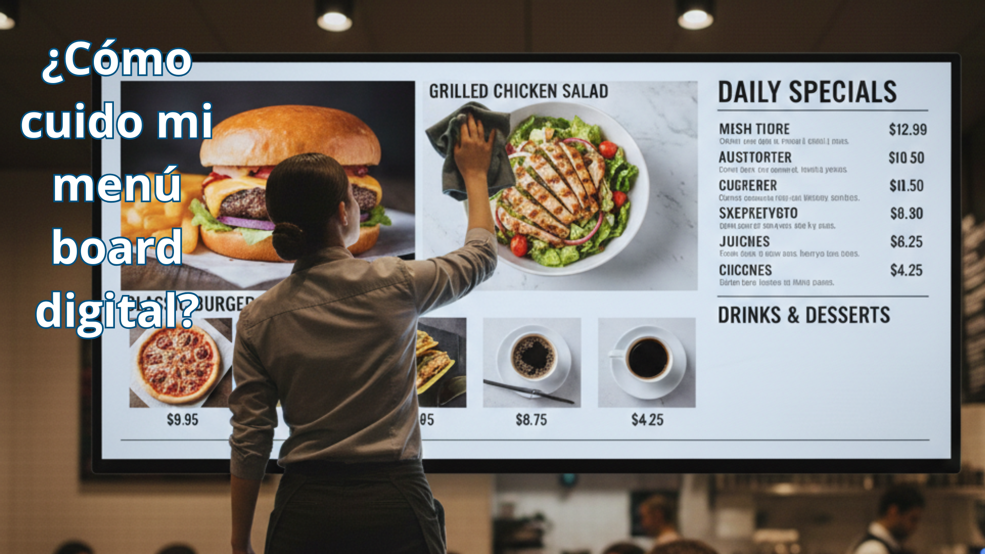 Experiencia con menu board digital Personal revisando menu board digital encendido